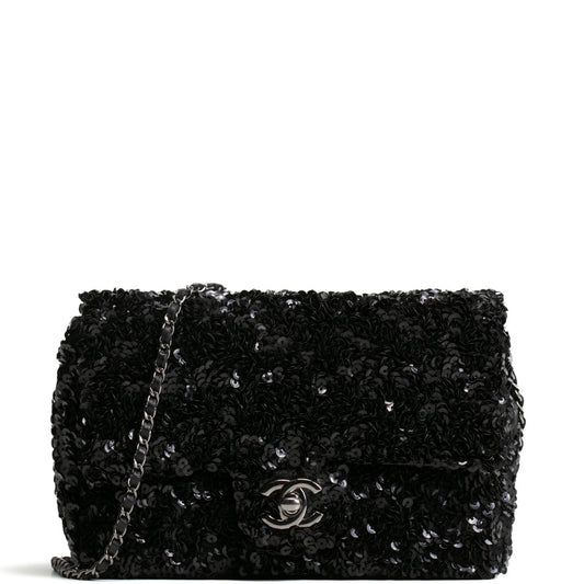 CHANEL Sequin Mini Flap Bag - Black