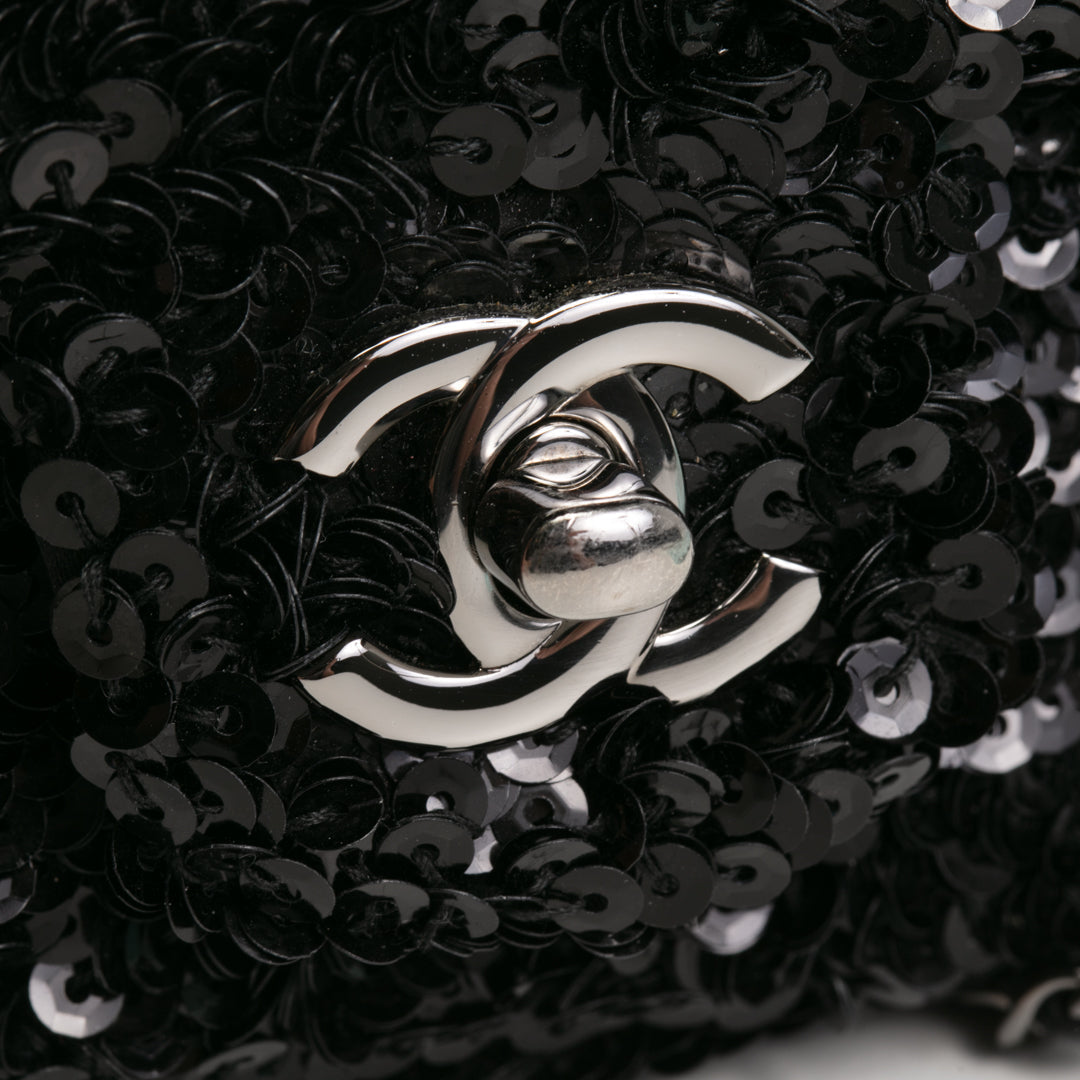 CHANEL Sequin Mini Flap Bag - Black