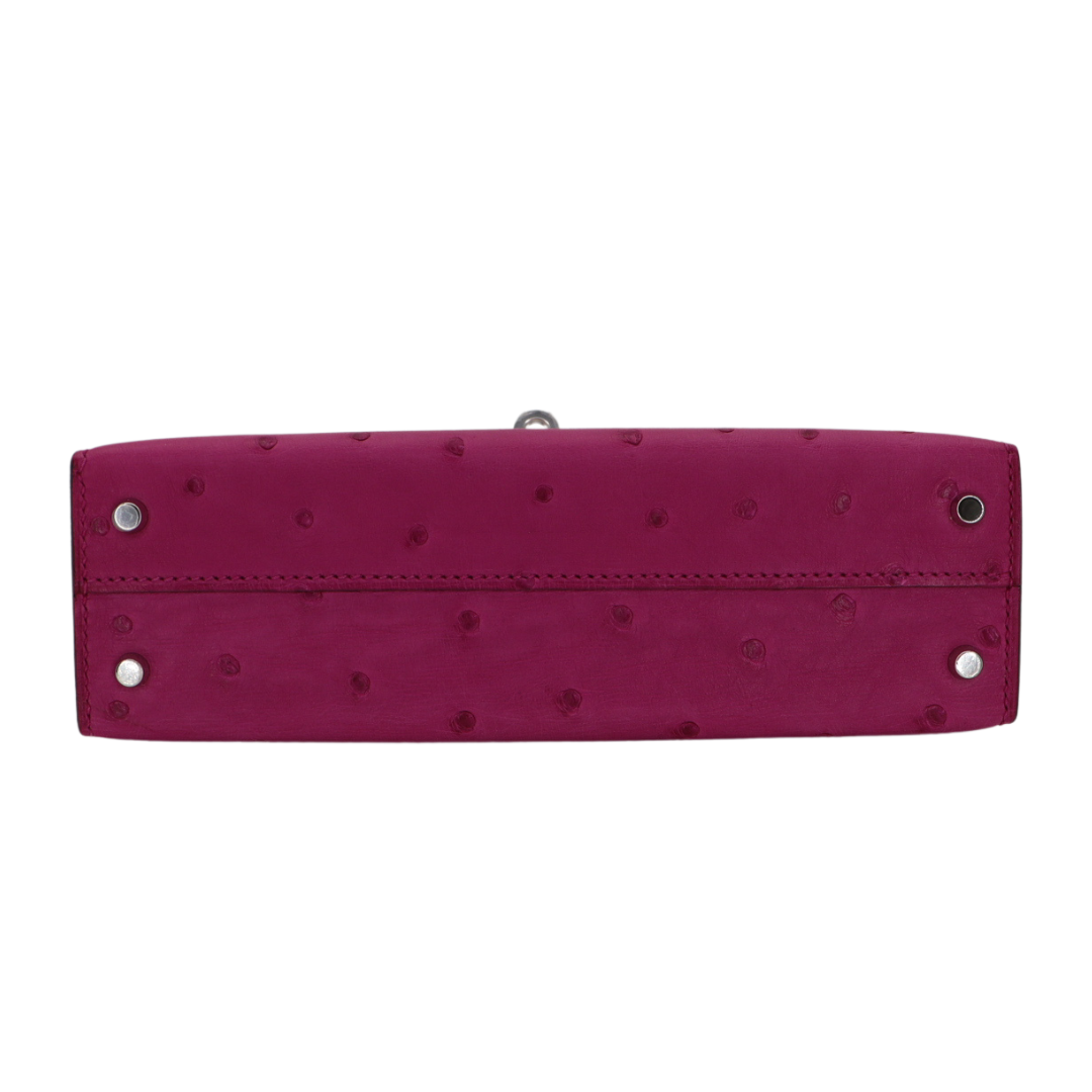 Hermès Kelly II Sellier Mini Rose Poupre Ostrich Palladium Hardware