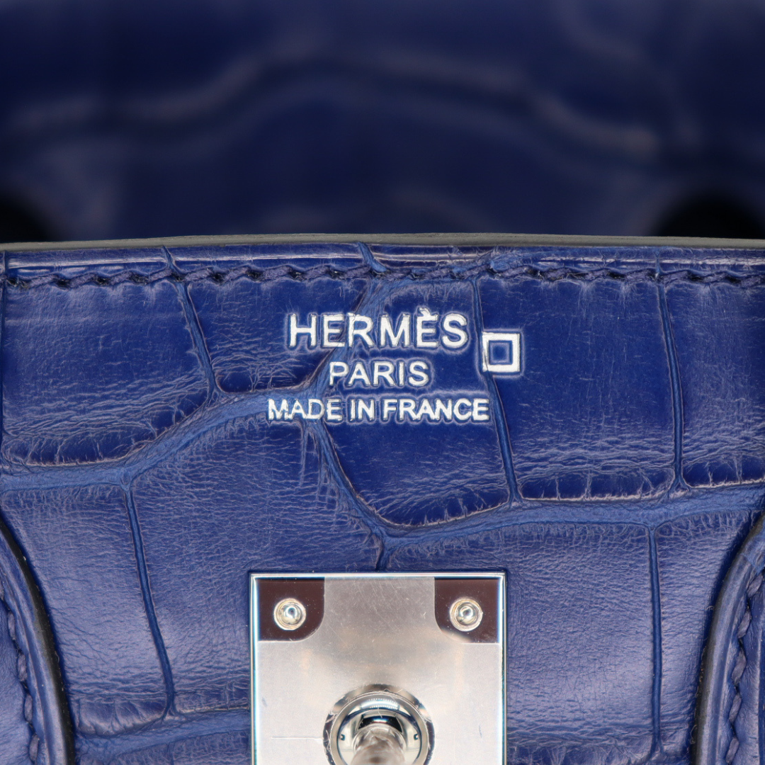 Hermès 25cm Birkin Bleu Saphir Matte Alligator Palladium Hardware