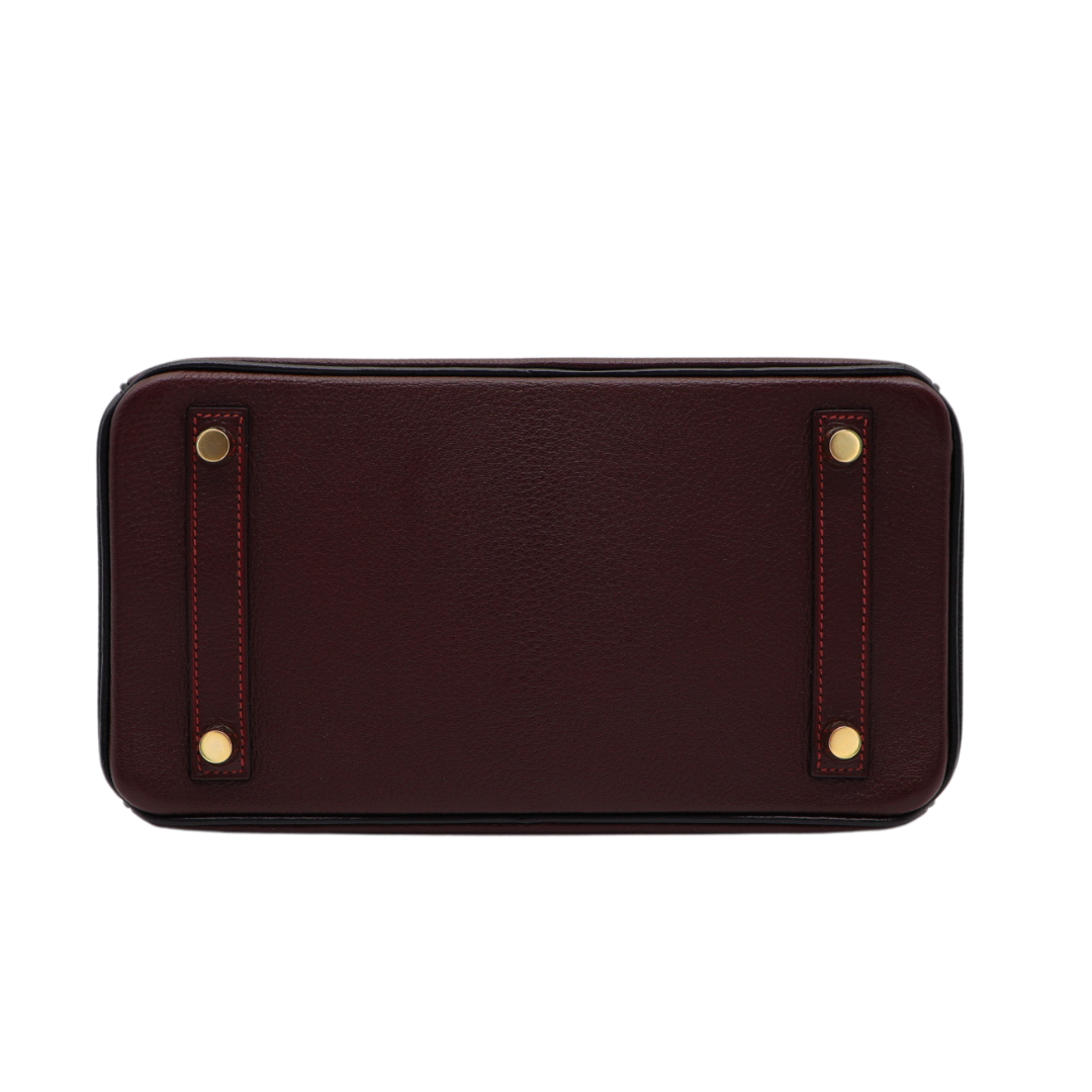 Hermès 25cm Birkin HSS Bordeaux/Black Chèvre Gold Hardware