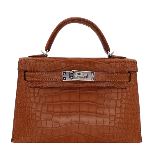Hermès Kelly II Sellier Mini Gold Matte Alligator Palladium Hardware