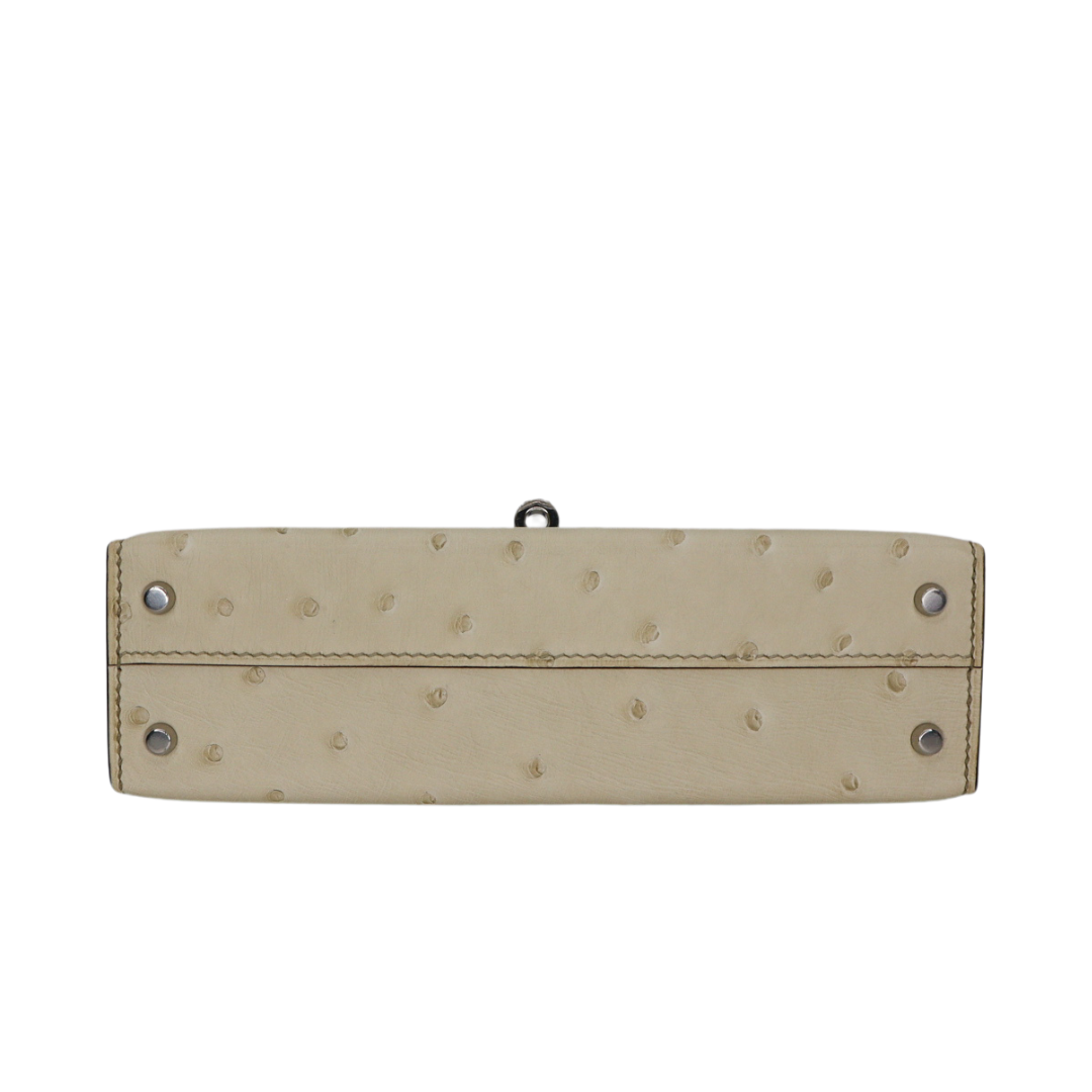 Hermès Kelly II Sellier Mini HSS Beton/Bluette Ostrich Palladium Hardware
