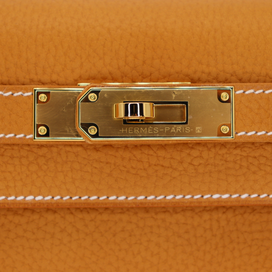 Hermès 28cm Kelly Sellier Natural Sable Gold Hardware