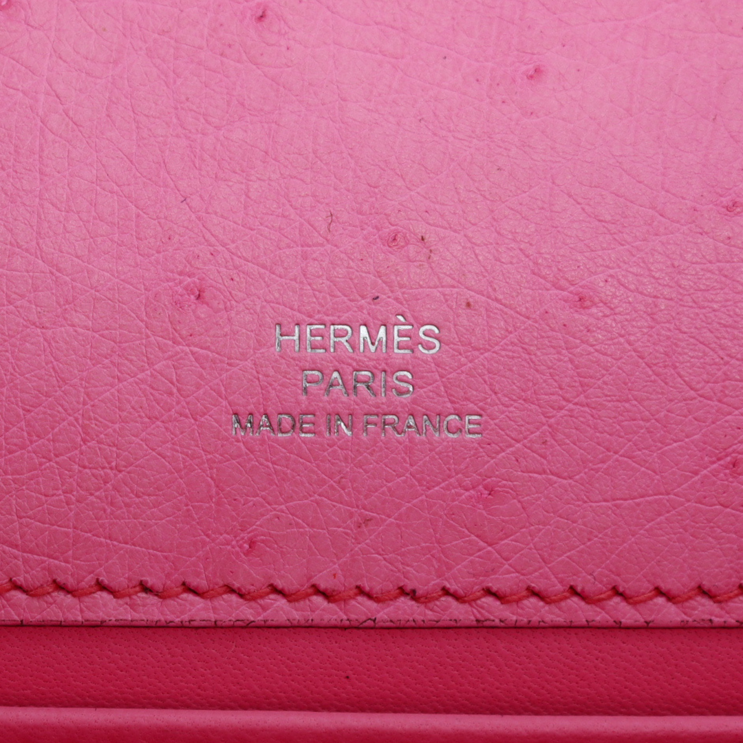 Hermès Kelly Pochette Bubblegum Ostrich Palladium Hardware