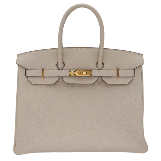 Hermès 35cm Birkin Craie Togo Leather Gold Hardware