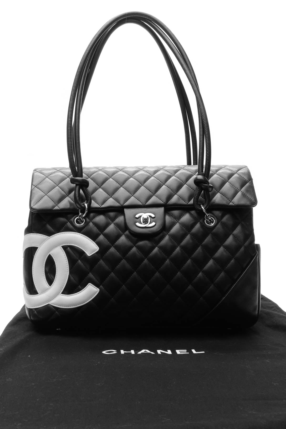 Cambon Ligne Flap Large Tote Bag - Black