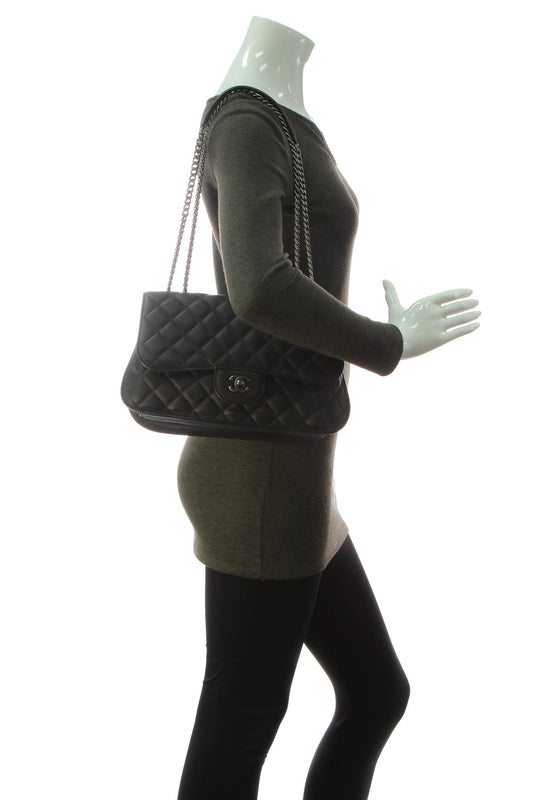 Accordion Flap Bag - Black