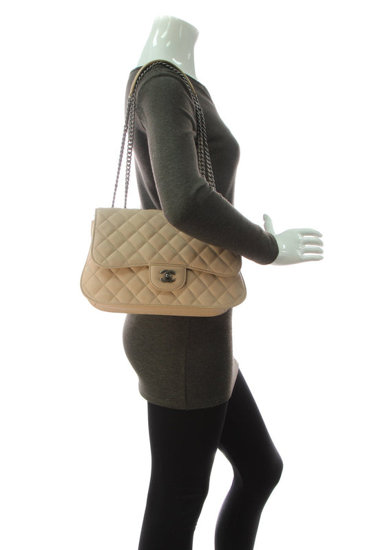 Accordion Flap Bag - Beige