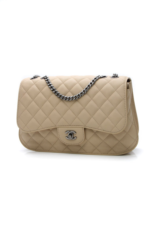 Accordion Flap Bag - Beige