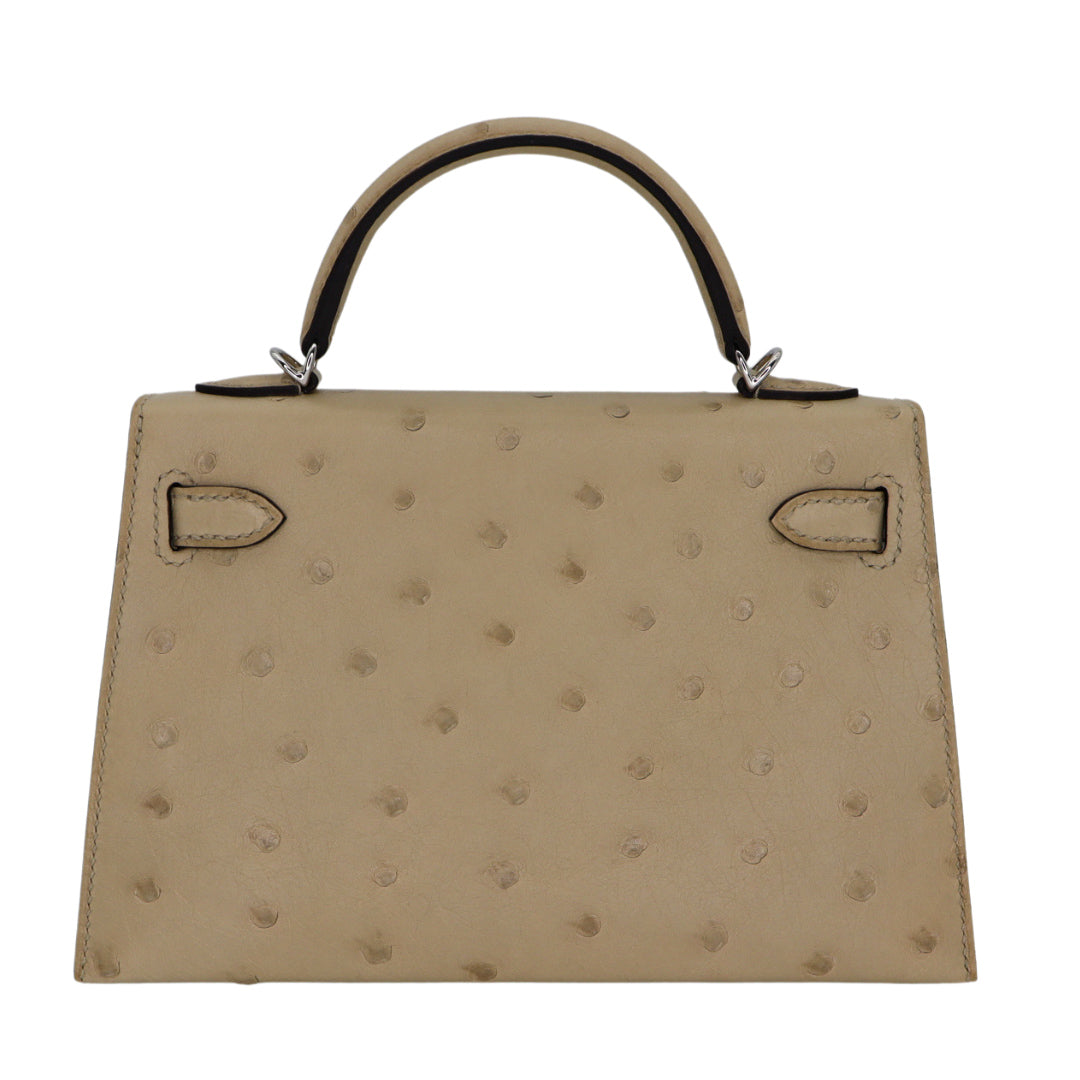 Hermès Kelly II Sellier Mini Parchemin Ostrich Palladium Hardware