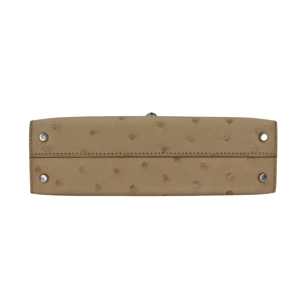 Hermès Kelly II Sellier Mini Parchemin Ostrich Palladium Hardware