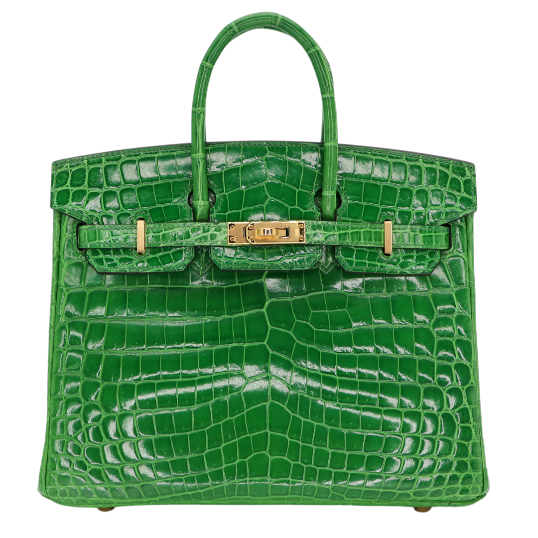 Hermès 25cm Birkin Cactus Shiny Niloticus Crocodile Gold Hardware