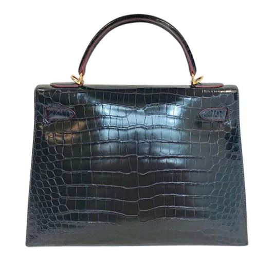Hermès Kelly 32 Bleu Marine Crocodile