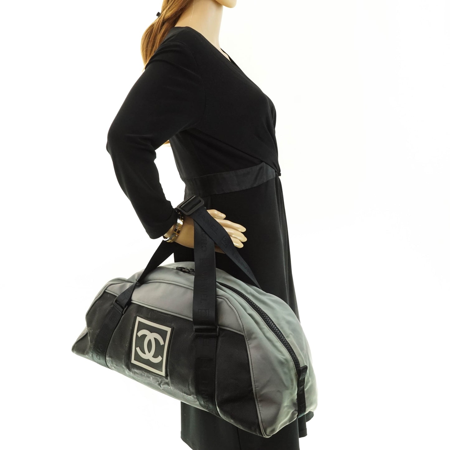 Chanel Boston Bag Nylon Gray