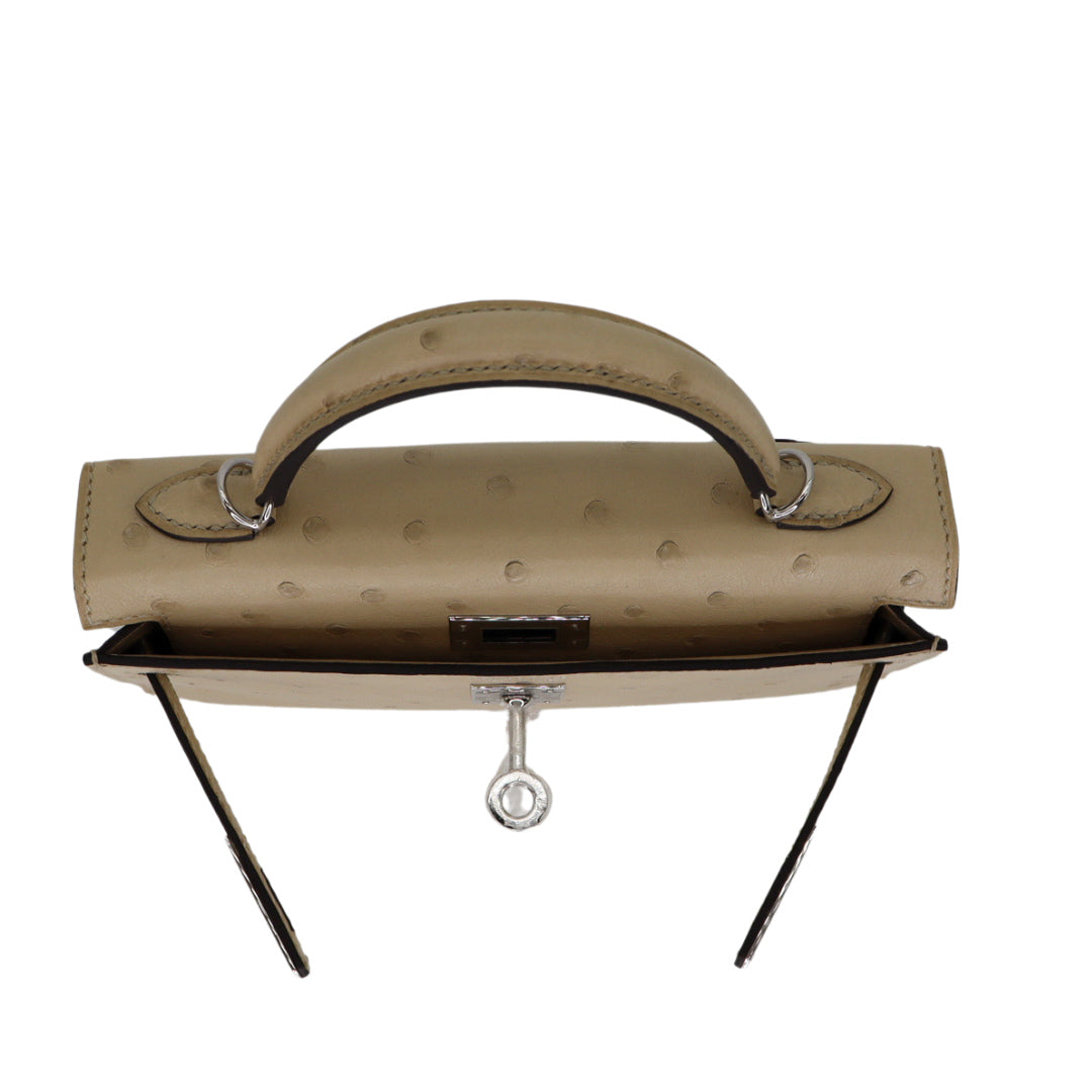 Hermès Kelly II Sellier Mini Parchemin Ostrich Palladium Hardware