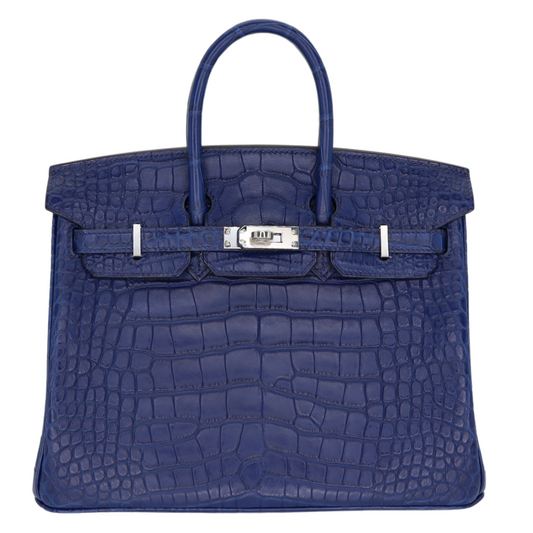 Hermès 25cm Birkin Bleu Saphir Matte Alligator Palladium Hardware