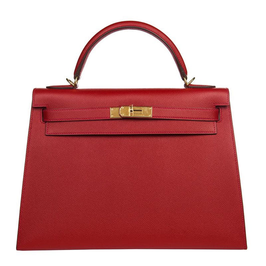 Hermès 32cm Kelly Rouge Casaque Epsom GHW