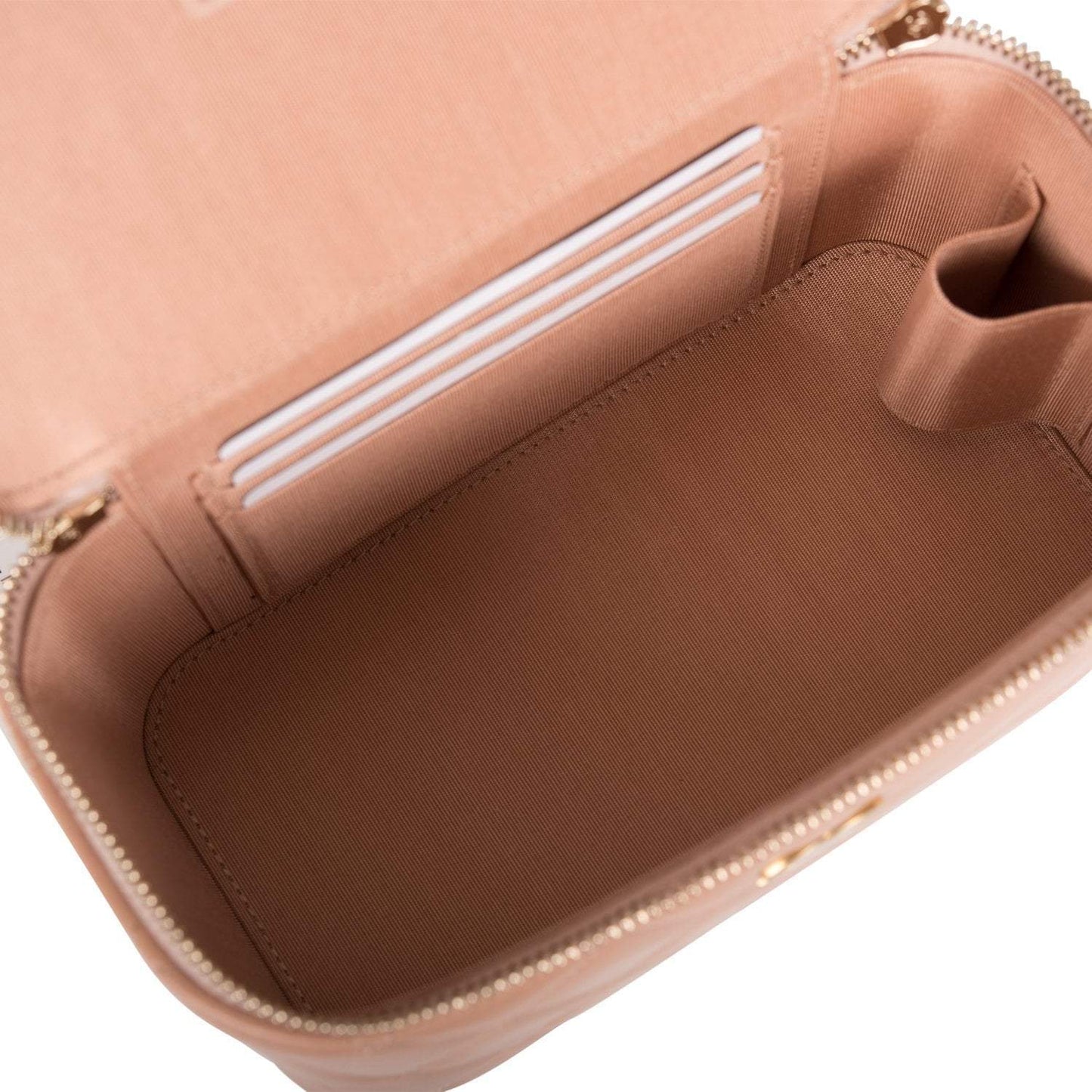 Chanel Beige Quilted Lambskin Small Top Handle Vanity Bag