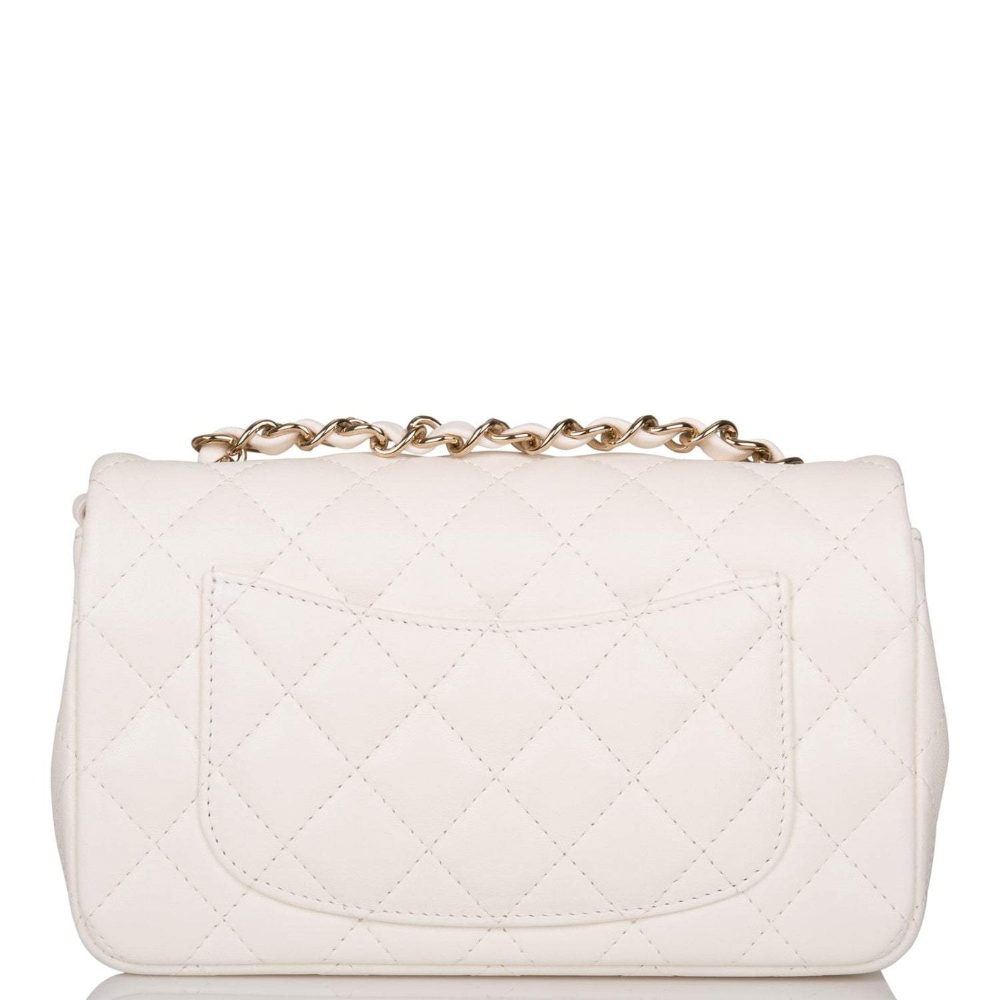 Chanel White Quilted Lambskin Rectangular Mini Classic Flap Bag Light Gold Hardware
