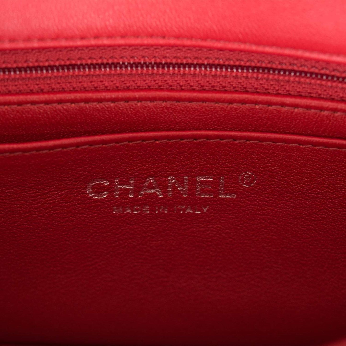 Chanel Mini Rectangular Flap Bag Red Lambskin Silver Hardware