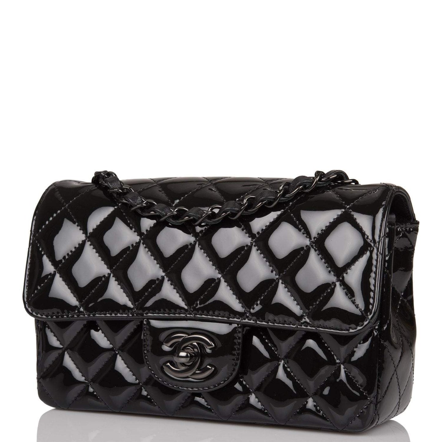 Chanel Mini Rectangular Flap Bag SO Black Patent Black Hardware