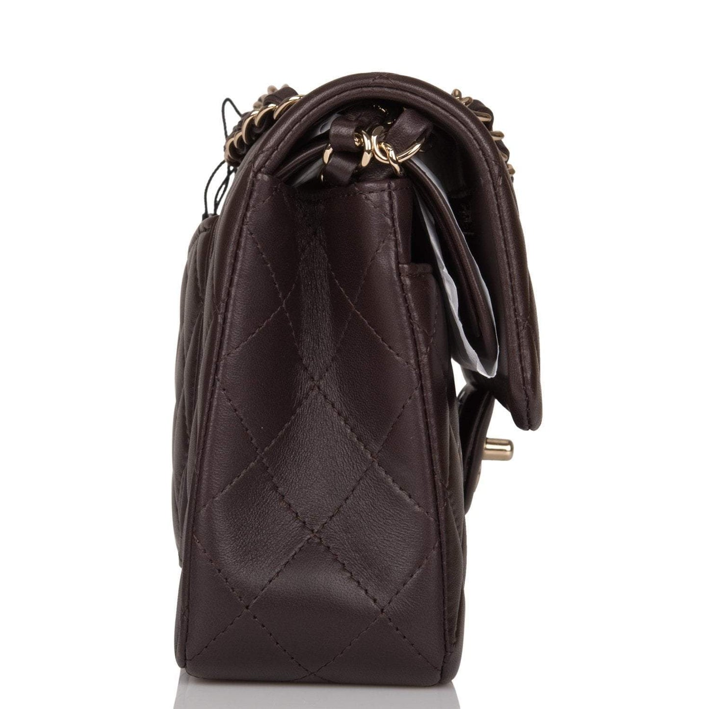 Chanel Small Classic Double Flap Bag Dark Brown Lambskin Light Gold Hardware