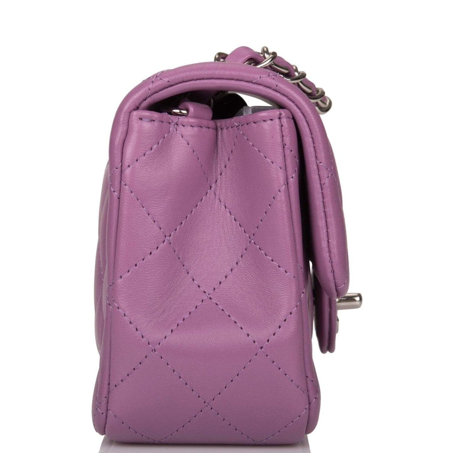 Chanel Purple Quilted Lambskin Rectangular Mini Classic Flap Bag Silver Hardware