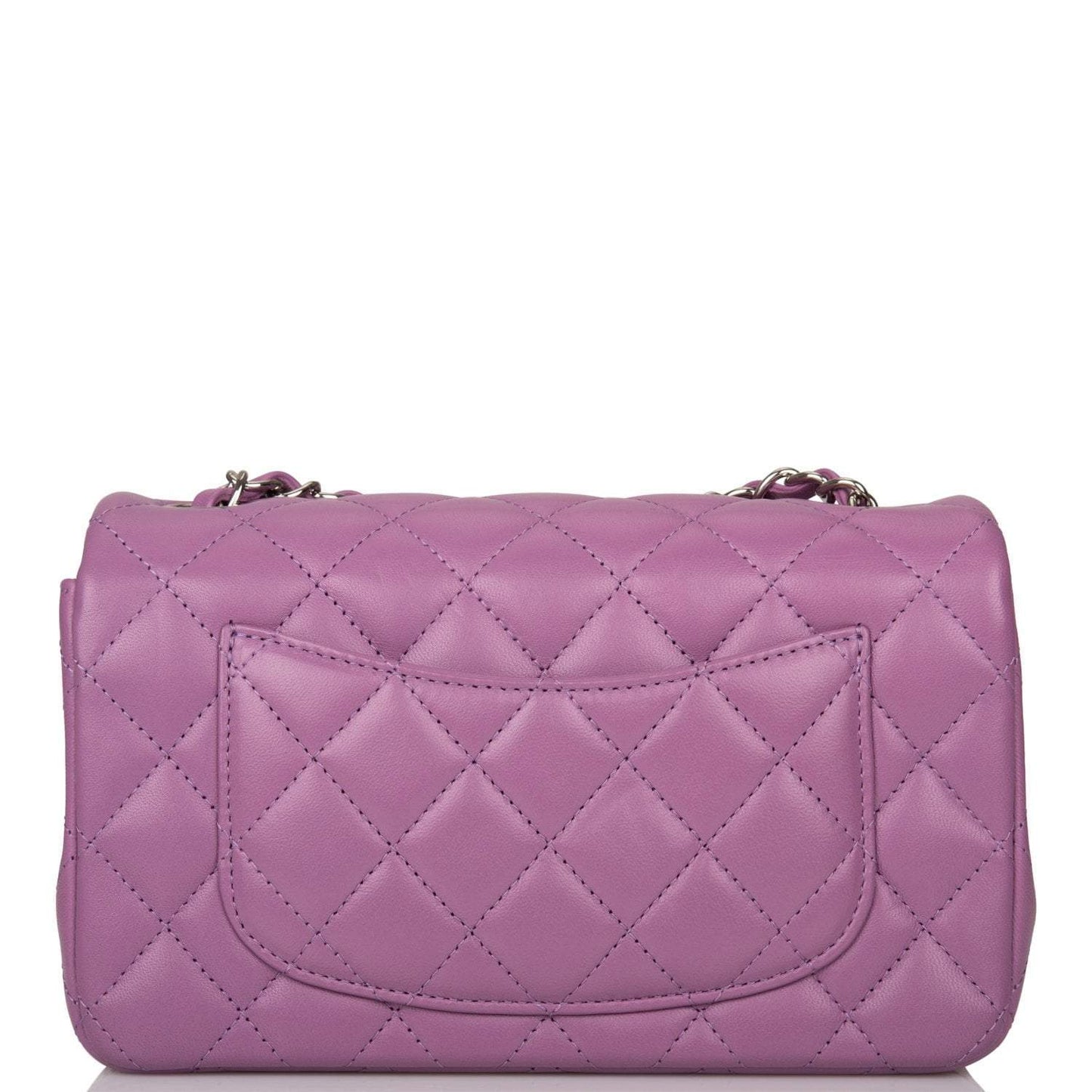Chanel Purple Quilted Lambskin Rectangular Mini Classic Flap Bag Silver Hardware