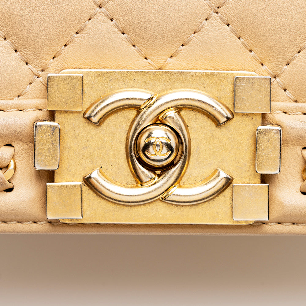 Chanel Lambskin Chain Top Handle Small Boy Bag