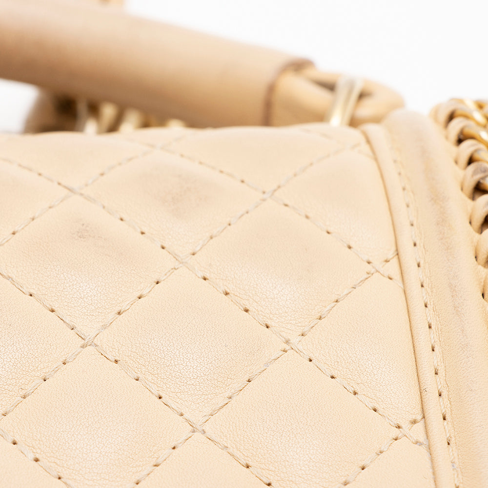 Chanel Lambskin Chain Top Handle Small Boy Bag