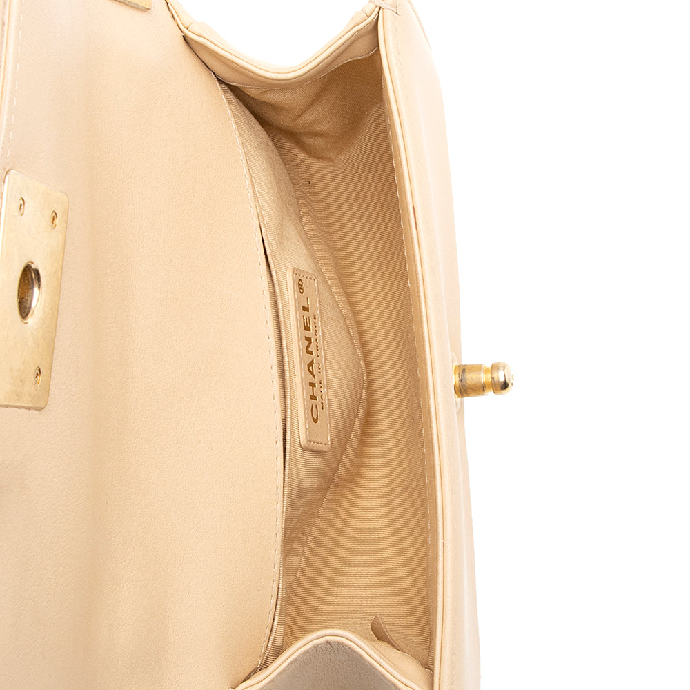 Chanel Lambskin Chain Top Handle Small Boy Bag