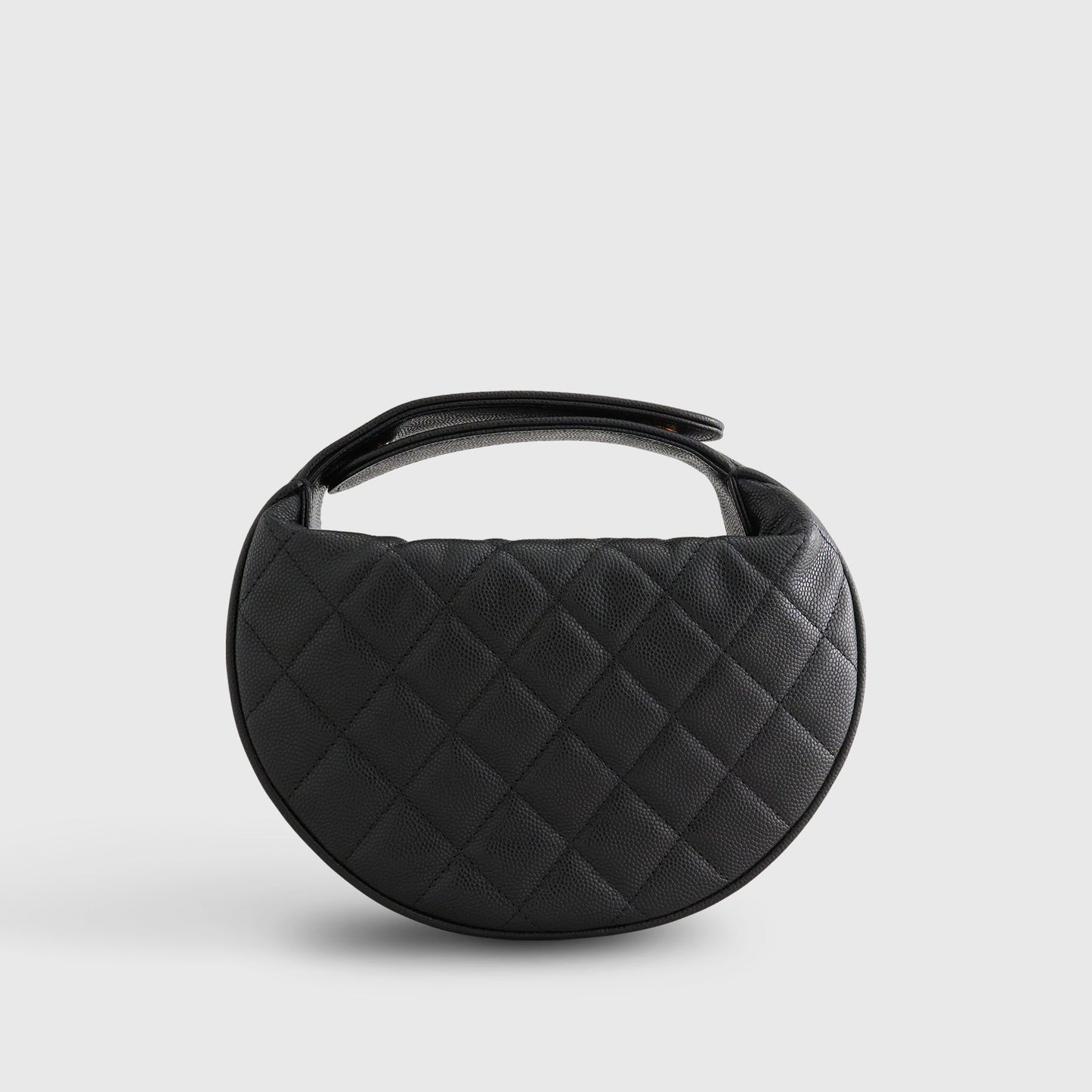 Chanel Quilted Circle Pouch Bag Black w/ Chain Gold Hardware