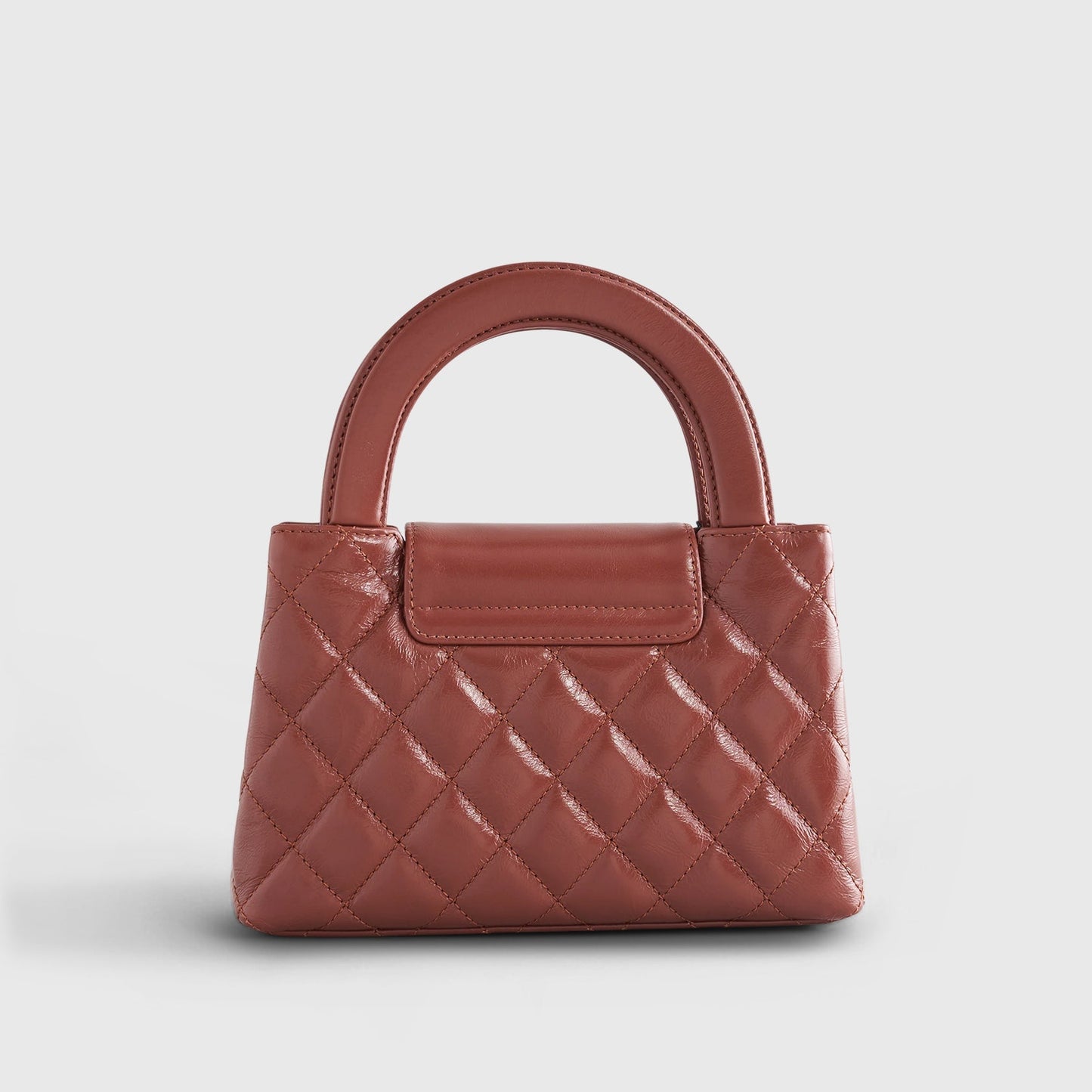 Chanel Shopping Bag Mini Shiny Calfskin Brown Gold Hardware