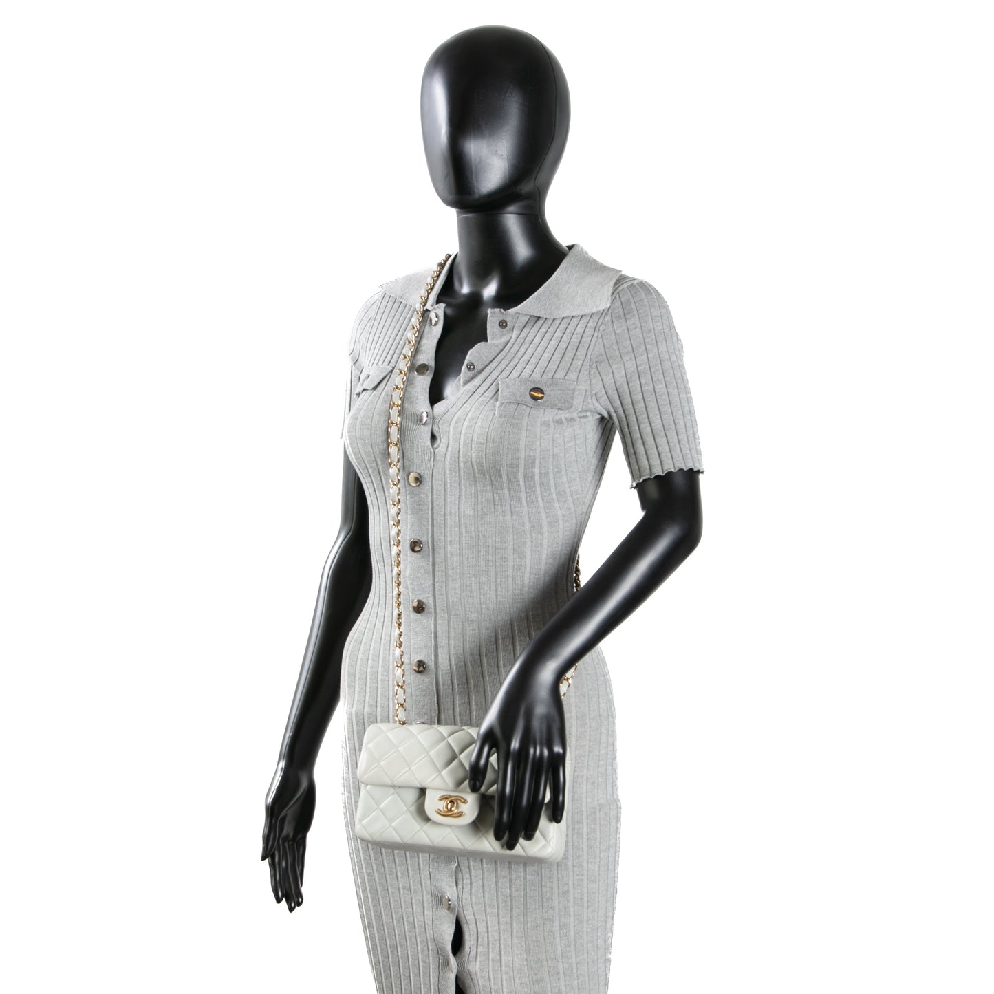 CHANEL Rectangular Mini Flap - Greyish Blue