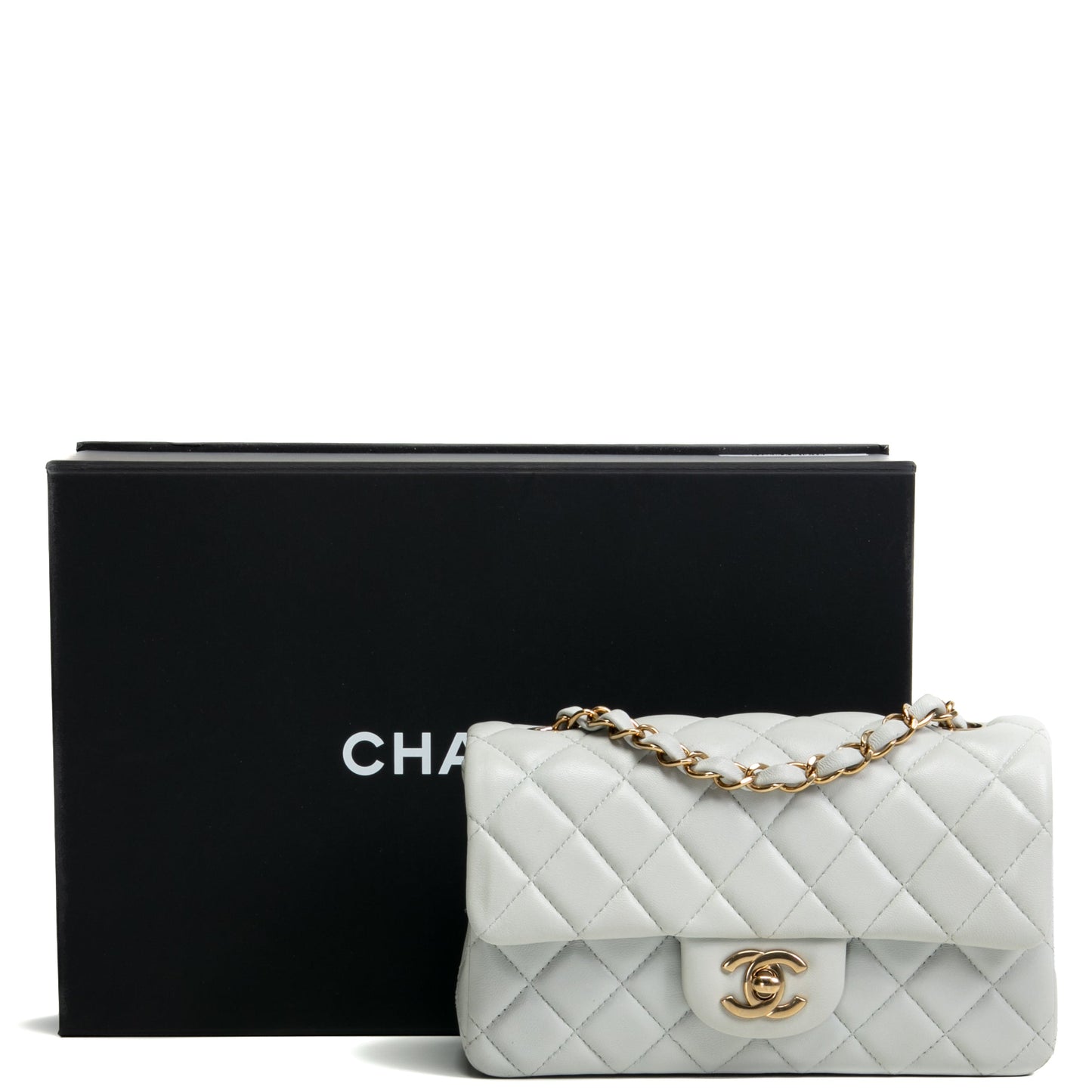 CHANEL Rectangular Mini Flap - Greyish Blue
