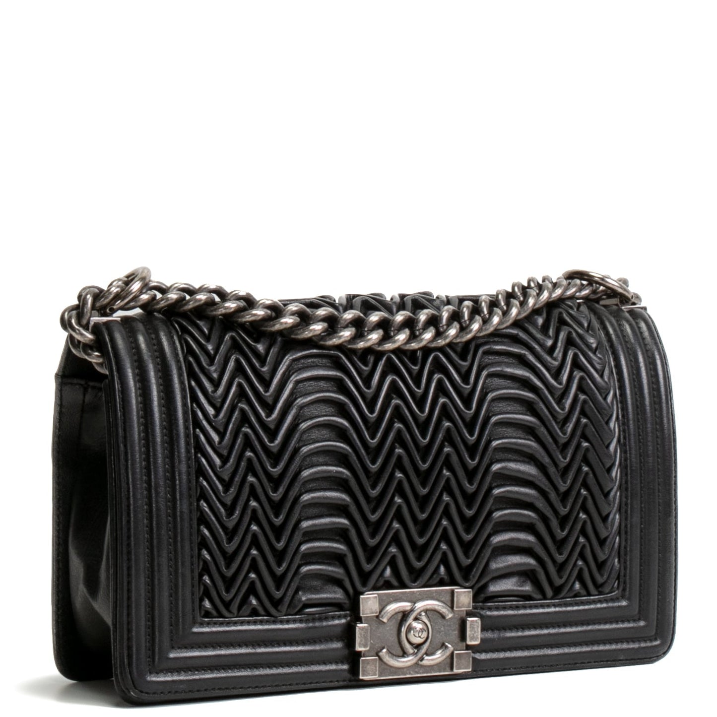 CHANEL 3D Pleated Medium Boy Bag - Black