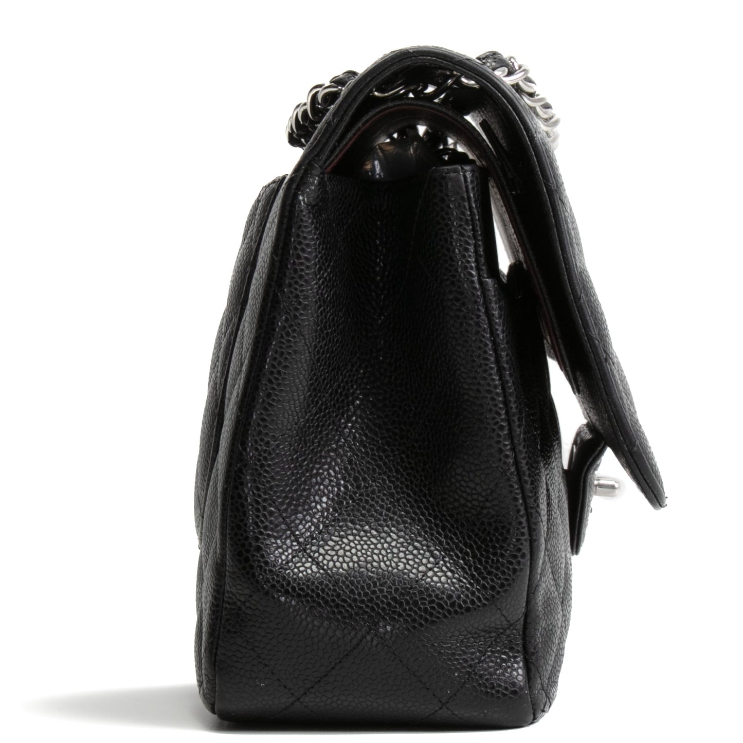 CHANEL Caviar Jumbo Double Flap Bag - Black