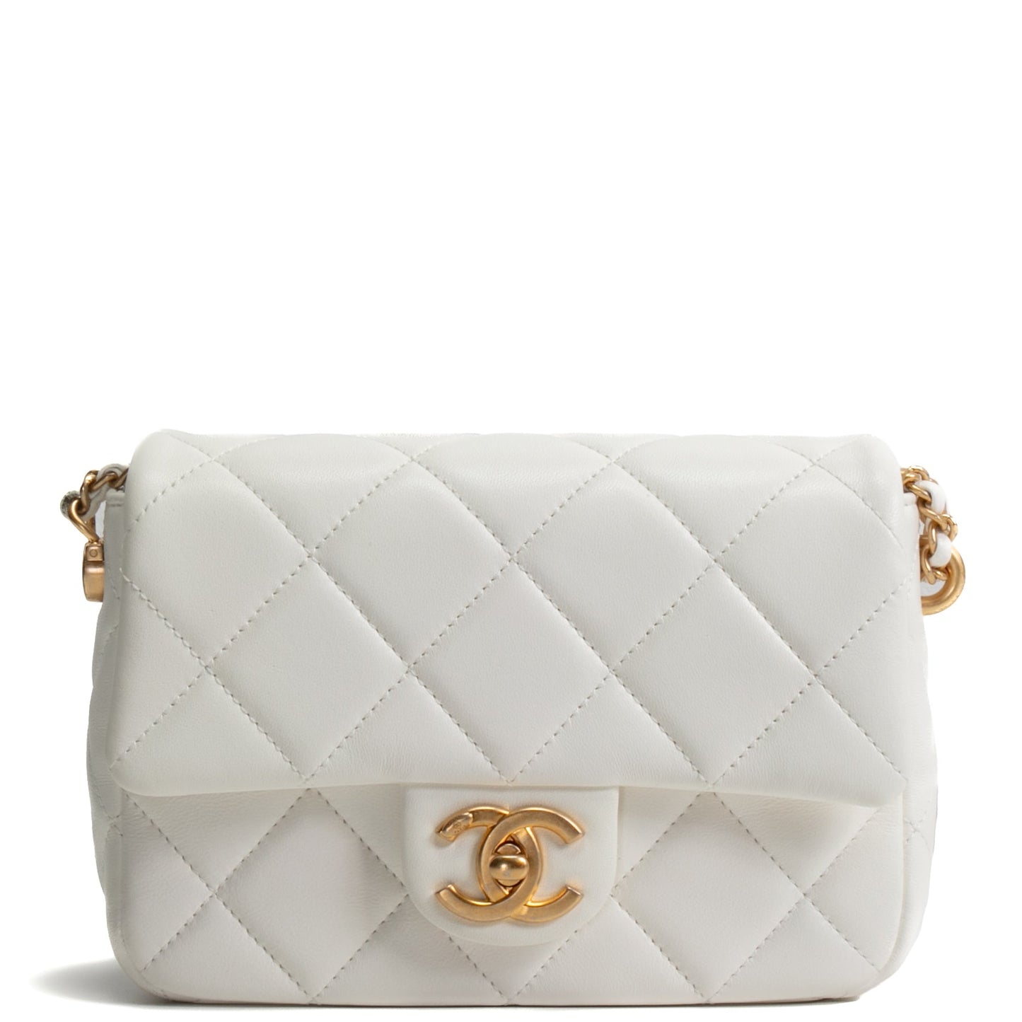 CHANEL My Perfect Mini Adjustable Pearl Chain Flap - White