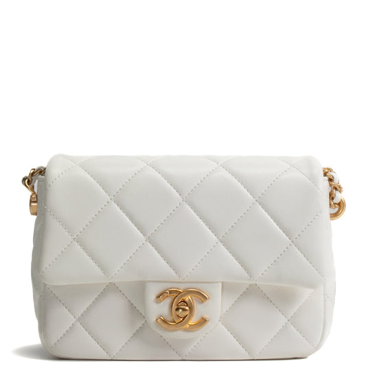 CHANEL My Perfect Mini Adjustable Pearl Chain Flap - White