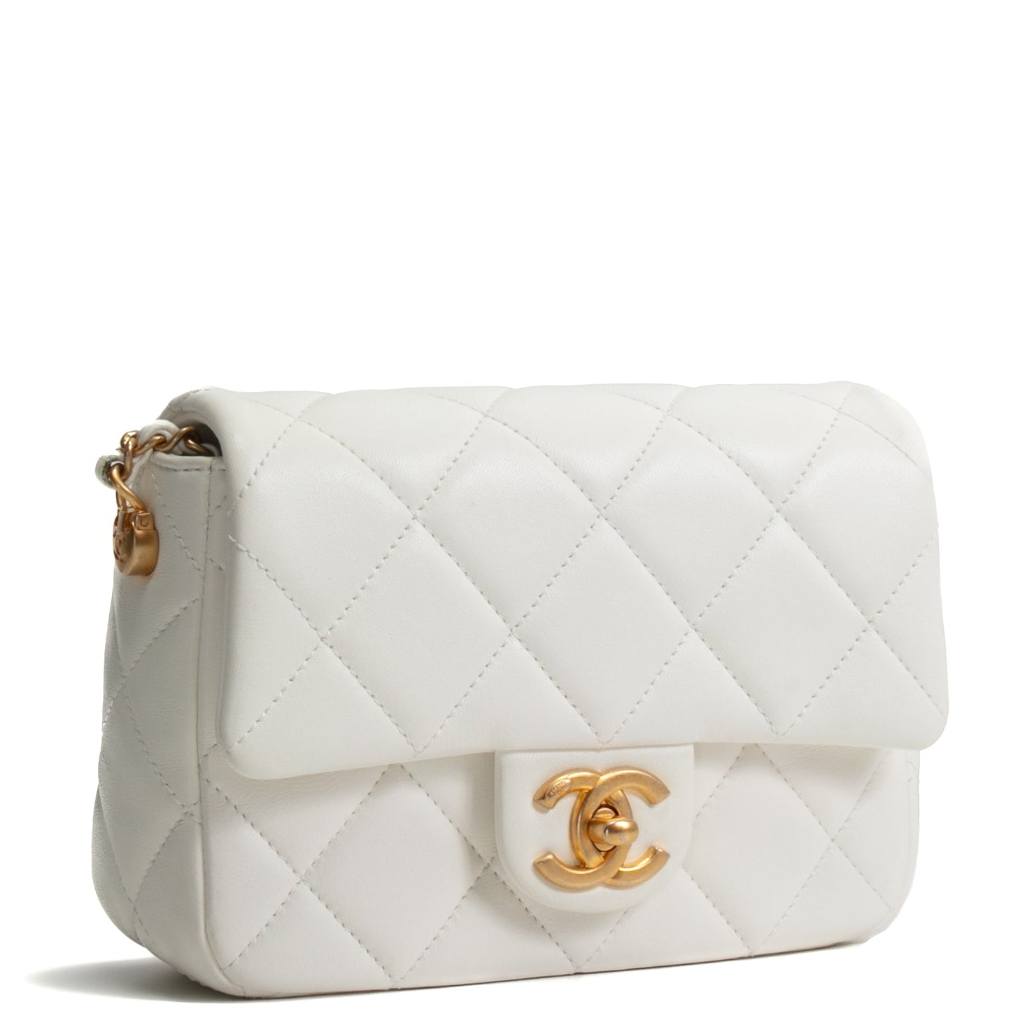 CHANEL My Perfect Mini Adjustable Pearl Chain Flap - White