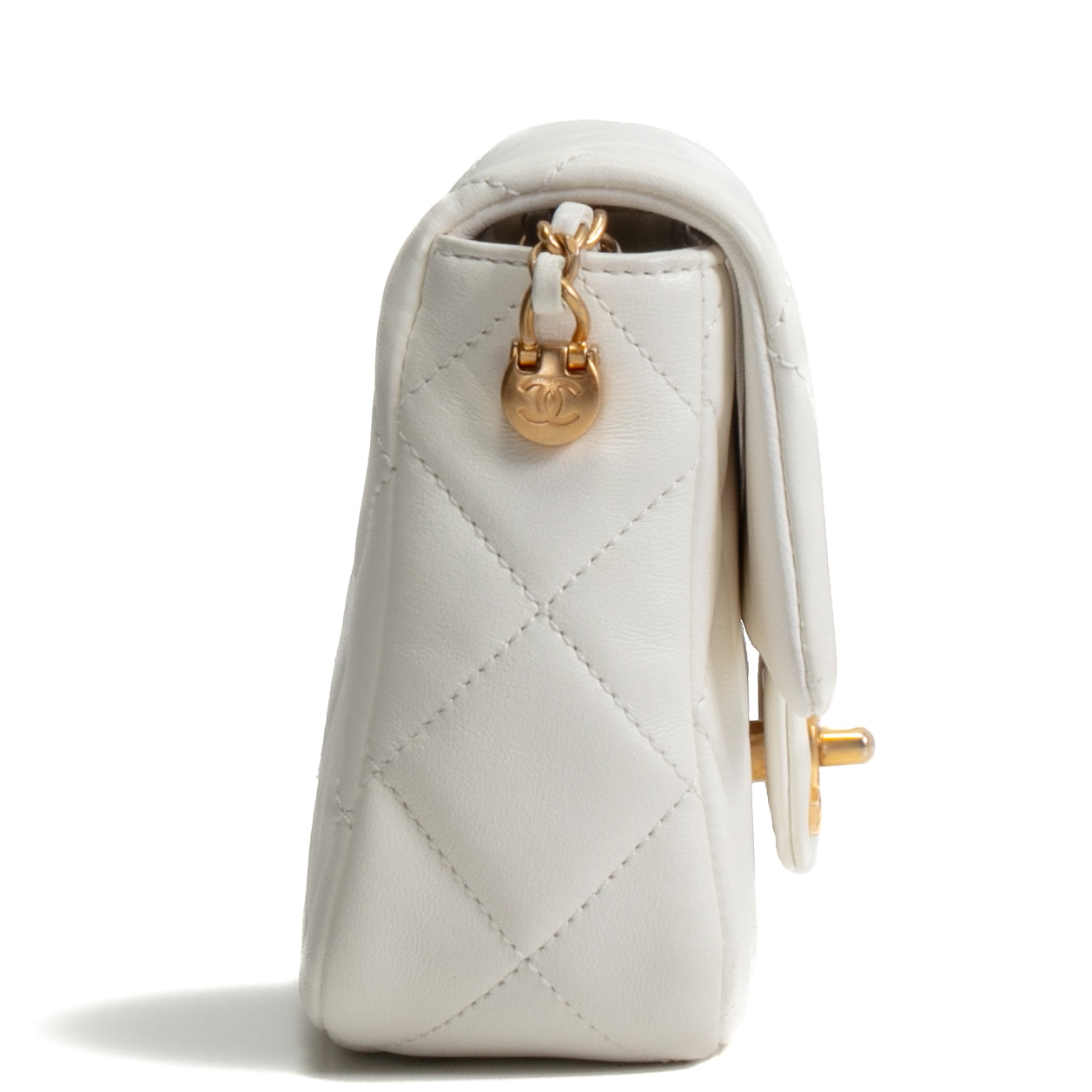 CHANEL My Perfect Mini Adjustable Pearl Chain Flap - White