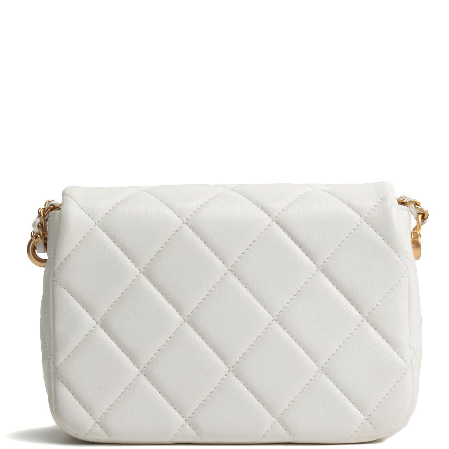 CHANEL My Perfect Mini Adjustable Pearl Chain Flap - White