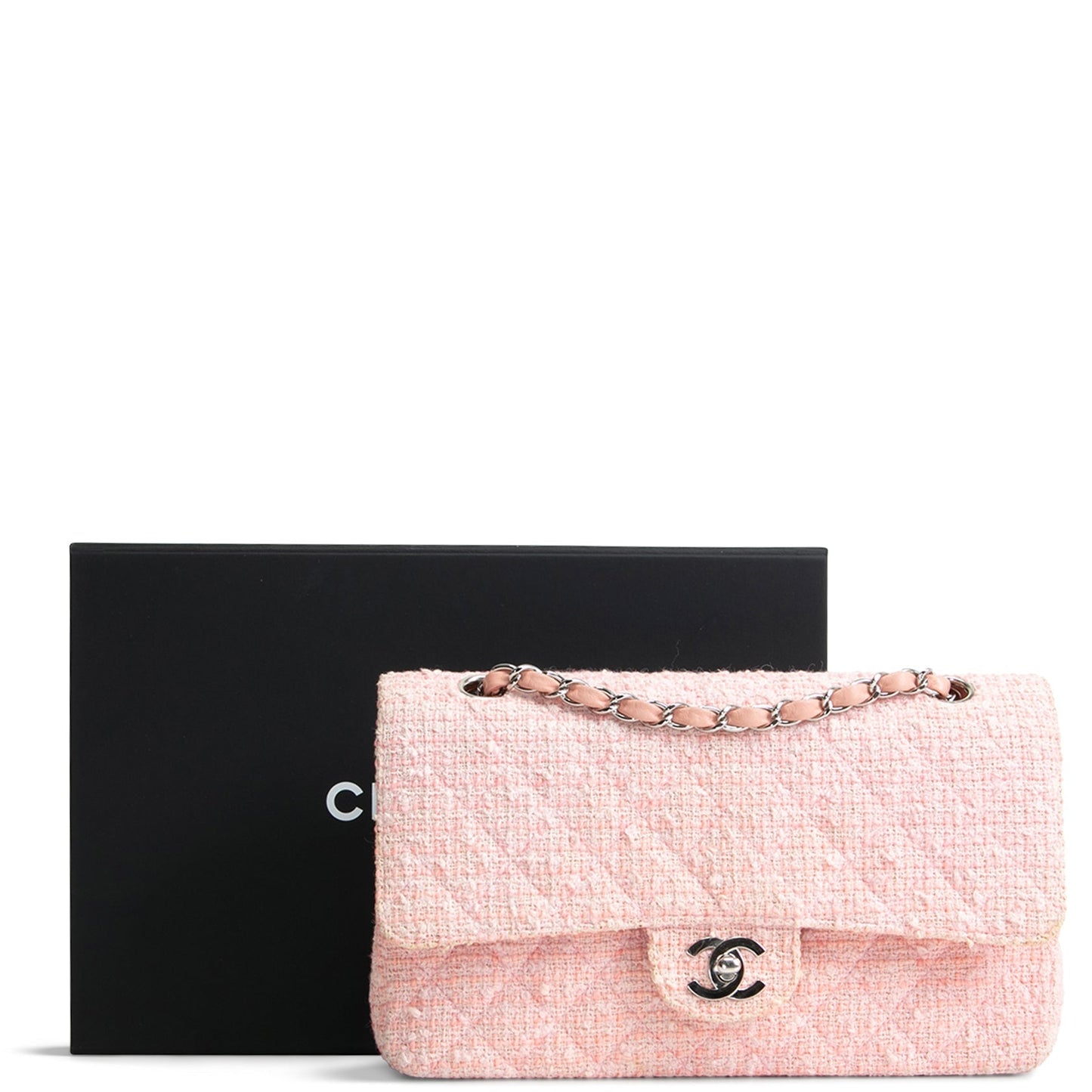 CHANEL Medium Tweed Double Flap - Pink