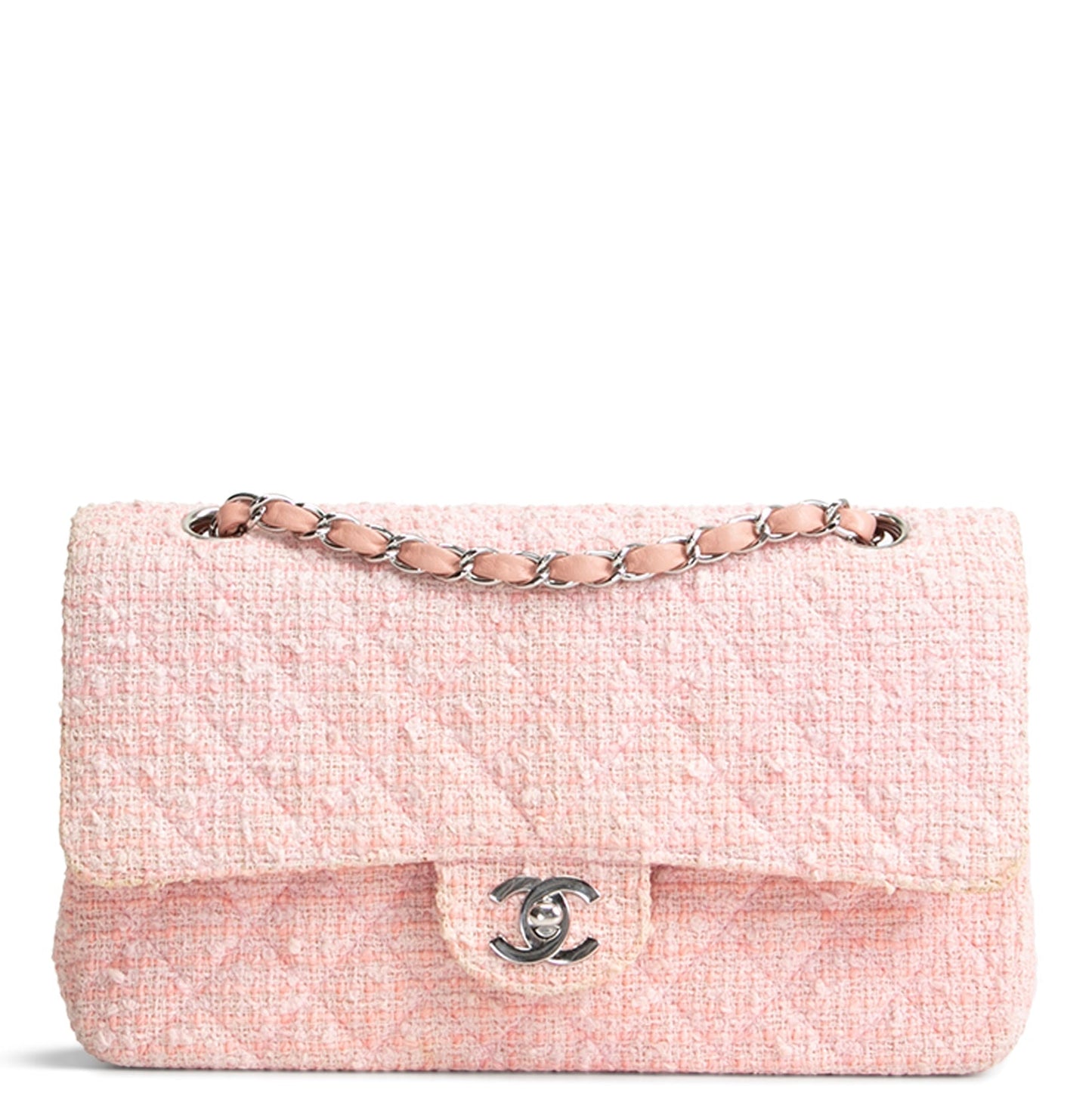 CHANEL Medium Tweed Double Flap - Pink