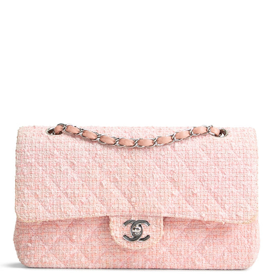 CHANEL Medium Tweed Double Flap - Pink