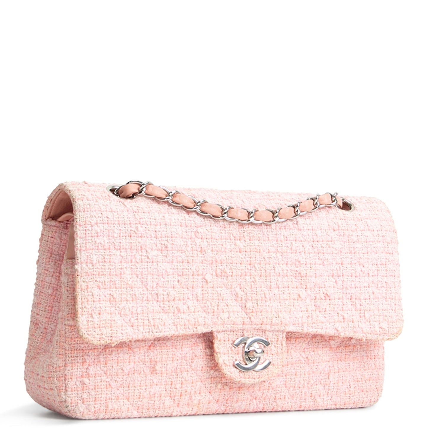 CHANEL Medium Tweed Double Flap - Pink