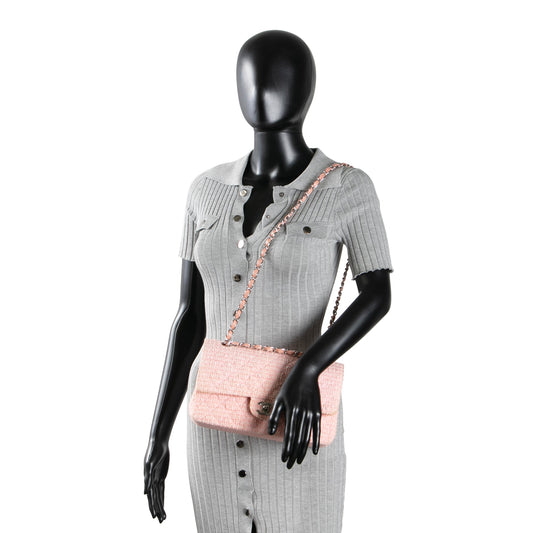 CHANEL Medium Tweed Double Flap - Pink