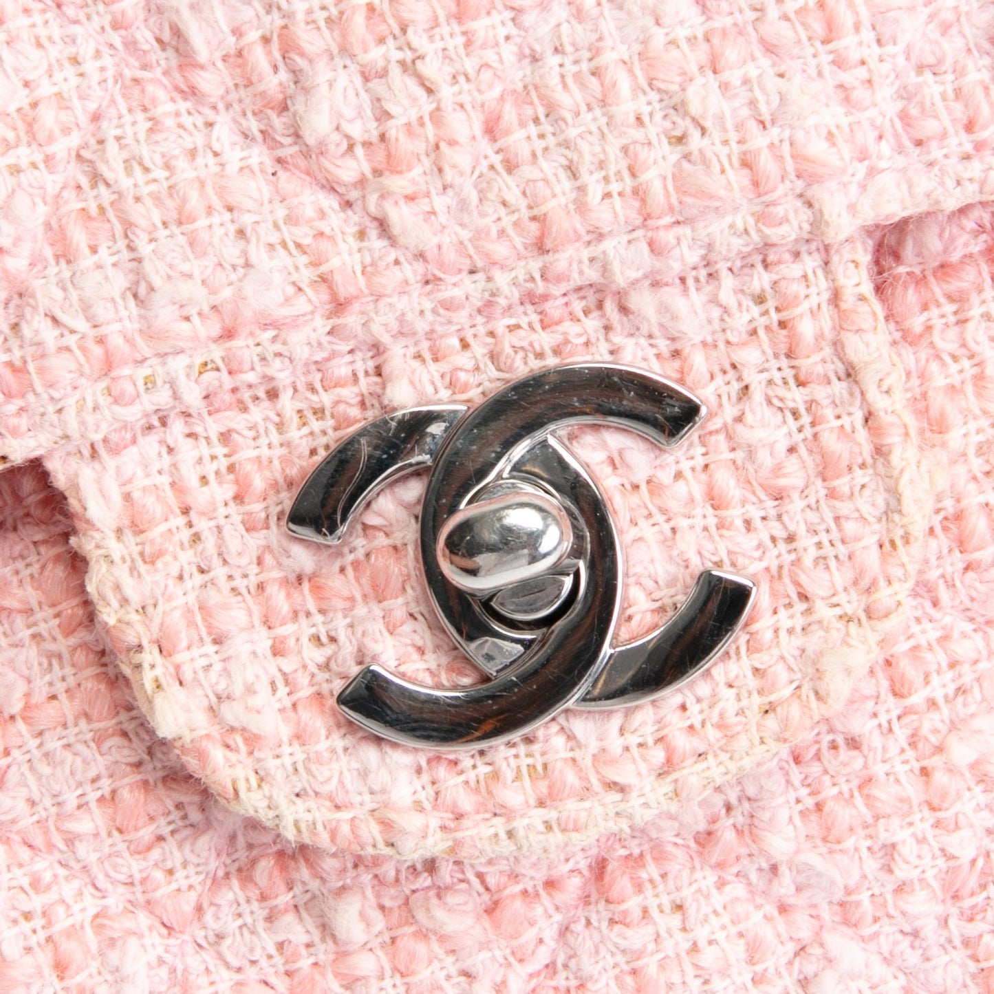 CHANEL Medium Tweed Double Flap - Pink