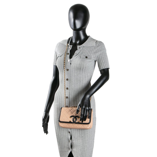 CHANEL Filigree CC Small Flap Bag  - Dark Beige